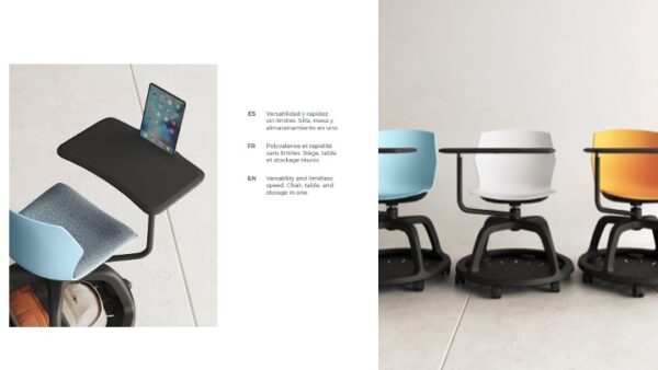 Chaise, tablette écritoire et rangement intégrés mobile WHEEL – Image 2