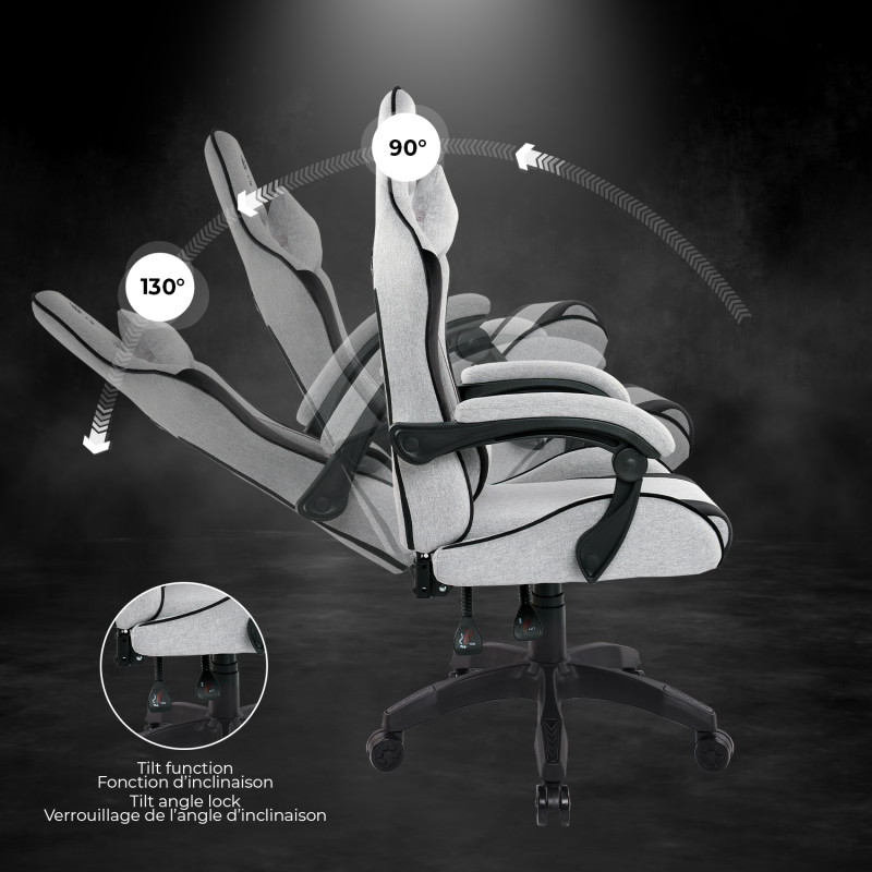 Siège gaming ARENA LIGHT GREY – Confort moelleux & design sportif – Image 6