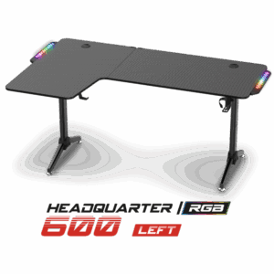 Bureau gaming HEADQUARTER 600 – Bureau d’angle RGB (droit ou gauche) avec espace XXL 160×100 cm