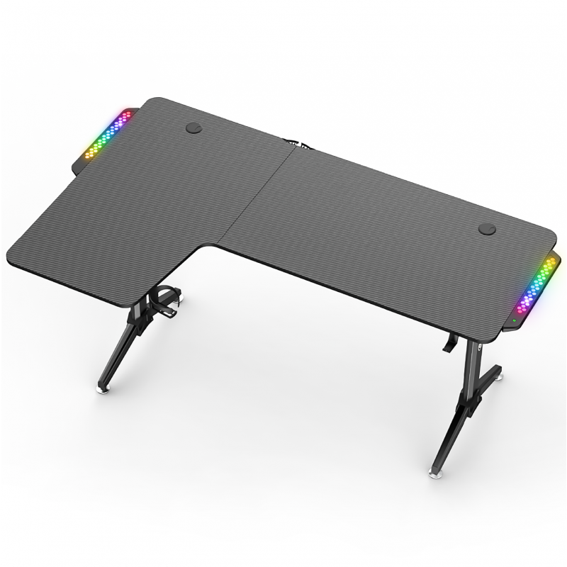Bureau gaming HEADQUARTER 600 – Bureau d’angle RGB (droit ou gauche) avec espace XXL 160×100 cm – Image 2