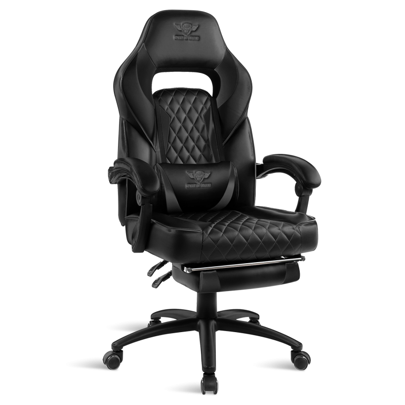 Siège gaming MUSTANG BLACK – Confort capitonné & performance 135°/160°