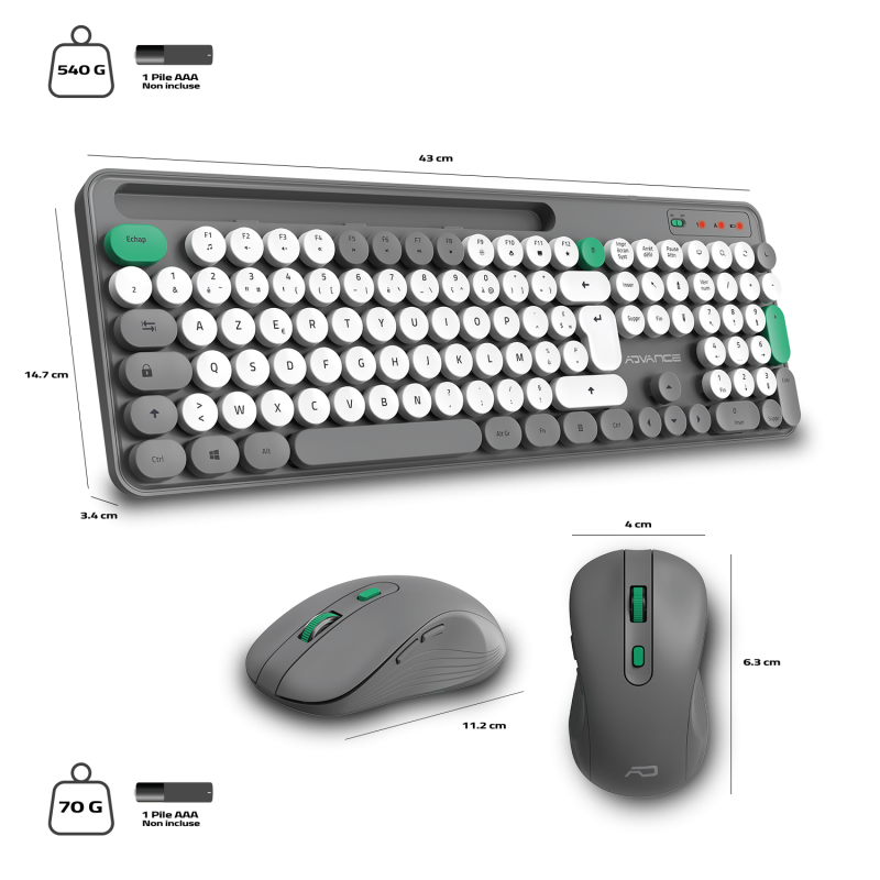 PEP’S Wireless – Ensemble clavier souris sans fil design pastel – Image 8