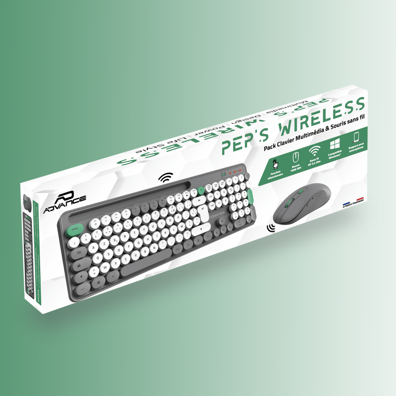 PEP’S Wireless – Ensemble clavier souris sans fil design pastel – Image 11