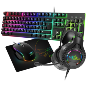 Pack Gaming ULTIMATE 100 – Clavier, souris, casque & tapis RGB (4-en-1)