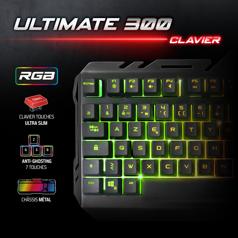 Pack Gaming ULTIMATE 300 RGB – Clavier, souris, casque & tapis RGB (4-en-1) – Image 7