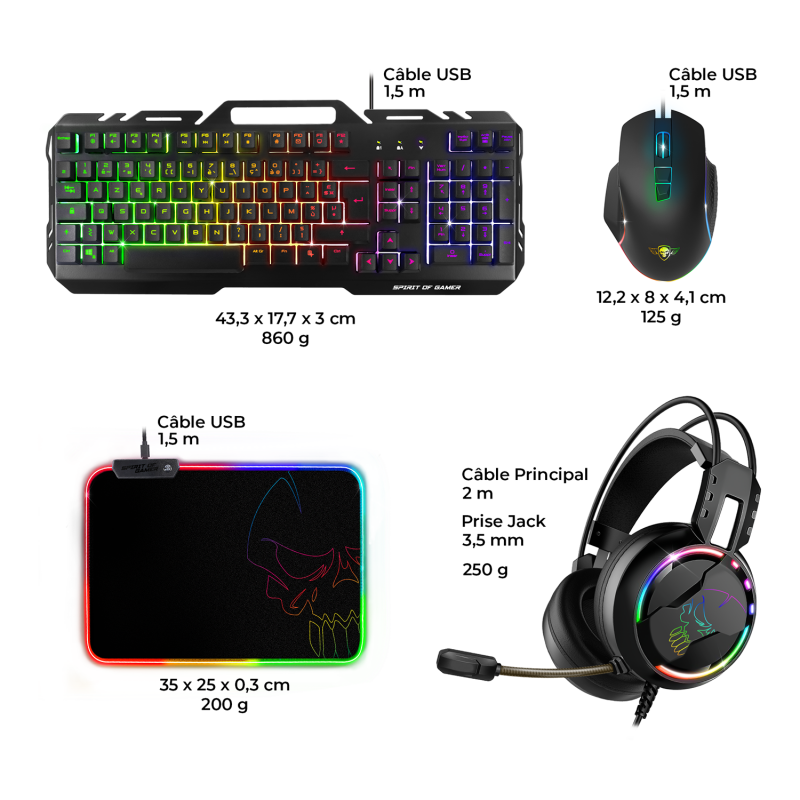 Pack Gaming ULTIMATE 300 RGB – Clavier, souris, casque & tapis RGB (4-en-1) – Image 9