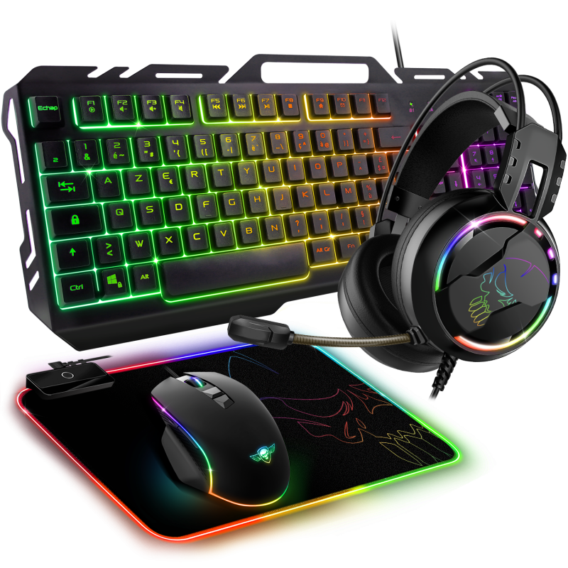 Pack Gaming ULTIMATE 300 RGB – Clavier, souris, casque & tapis RGB (4-en-1)